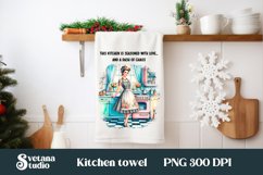 Retro woman kitchen towel sublimation PNG design Product Image 1