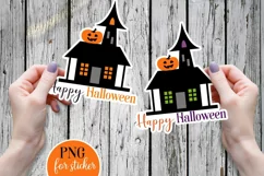 Happy Halloween Stickers PNG - Haunted House and Pumpkin Product Image 2