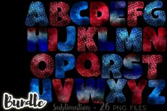 Fourth of July galaxy alphabet sublimation design bundle Product Image 2