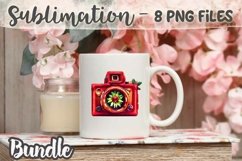 Vintage Christmas Camera Sublimation Bundle - 8 PNG Product Image 3