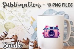 Vintage Floral Camera Sublimation Bundle - 10 PNG Product Image 4