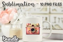 Vintage Floral Camera Sublimation Bundle - 10 PNG Product Image 5