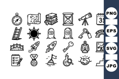 Hand Drawn Adventure And Exploration Icon Set Bundle Product Image 1
