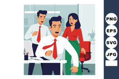 Office conflict with angry man and shocked colleagues in wor Product Image 1