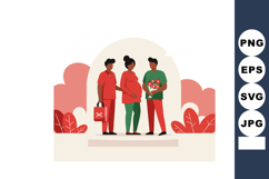 Pregnant woman with partner and friend celebrating together Product Image 1