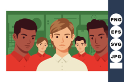 Diverse group of young men standing together teamwork and un Product Image 1