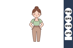 Young woman standing with hands in pockets casual outfit smi Product Image 1