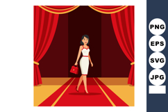 Woman walking on red carpet stage with elegant dress and han Product Image 1