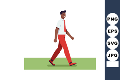 Businessman walking confidently in red pants and white shirt Product Image 1