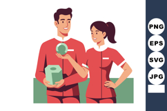 Smiling male and female medical professionals holding health Product Image 1