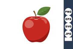 Red apple with green leaf vector graphic fresh fruit illustr Product Image 1