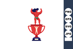 Bodybuilder standing on winning trophy muscular strong athle Product Image 1