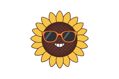 Happy sunflower wearing orange sunglasses in a playful, mini Product Image 1