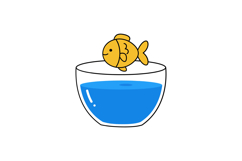 A cheerful goldfish jumping playfully above a bright blue bo Product Image 1