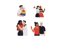 Couples celebrating love and diversity with rainbow colors i Product Image 1
