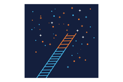 A colorful ladder reaching towards a starry night sky in a m Product Image 1