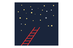 A red ladder reaching towards a starry sky in minimal flat v Product Image 1