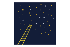 Yellow ladder reaching into a starry night sky in minimal ve Product Image 1