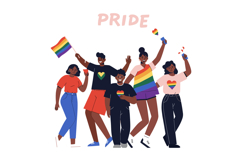 A diverse group of friends celebrating pride with colorful o Product Image 1