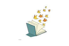 Open book with colorful birds flying out in a flat design ve Product Image 1