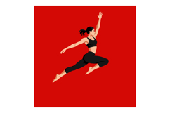 Dynamic dancer in mid-air performing a leap against a vibran Product Image 1