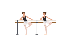 Two ballet dancers practicing at the barre in a flat vector Product Image 1