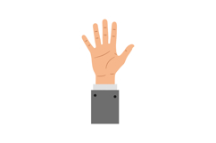 A raised hand in a formal suit showcasing an open palm in fl Product Image 1