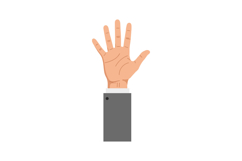 Hand with outstretched fingers in a flat design style showca Product Image 1