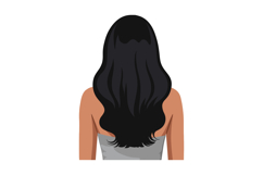 Black-haired woman with long wavy hair in minimal style vect Product Image 1