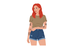 Young woman with red hair wearing a casual outfit featuring Product Image 1