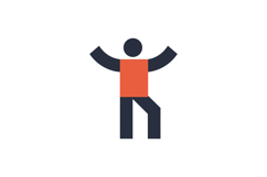 Happy person celebrating with arms raised in a minimal desig Product Image 1