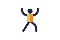 Celebratory figure with raised arms in flat design style vec Product Image 1