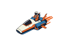 Astronaut in a sleek rocket ship soaring through space in fl Product Image 1