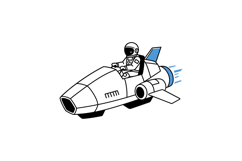 Astronaut in a futuristic rocket ship, minimal design, explo Product Image 1