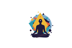 Silhouette of a meditating person surrounded by colorful geo Product Image 1