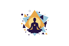 Meditating figure in lotus position surrounded by geometric Product Image 1