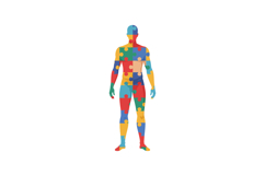 Colorful puzzle piece silhouette representing diversity and Product Image 1