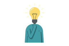 Person with a light bulb for a head showcasing creativity in Product Image 1