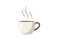 Hot Coffee Cup with Steam Vector Illustration in Minimal Sty Product Image 1