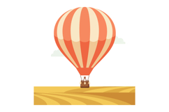 Hot air balloon flying over golden yellow fields scenic land Product Image 1