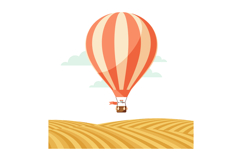 Hot air balloon flying over golden field landscape with soft Product Image 1
