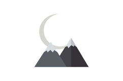 Mountain peaks with crescent moon vector illustration in min Product Image 1