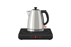 Electric kettle on black induction stove vector illustration Product Image 1