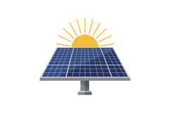 Solar panel with sun shining yellow rays renewable energy co Product Image 1