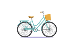 Blue vintage city bicycle with brown seat and basket vector Product Image 1