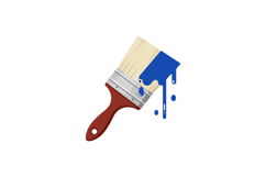 Paintbrush with blue paint dripping on white background vect Product Image 1