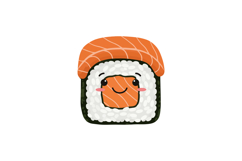 Cute smiling sushi roll with salmon and rice vector illustra Product Image 1