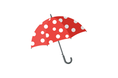 Red Polka Dot Umbrella with Grey Handle Vector Illustration Product Image 1