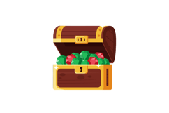 Treasure chest filled with green and red gems vector illustr Product Image 1