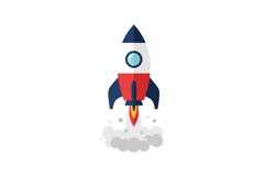 Rocket launch vector illustration with blue red and white co Product Image 1
